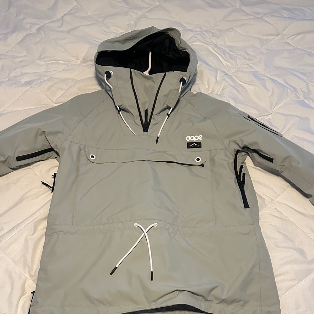 Women’s Large DOPE Light Green Hooded Anorak snowboard ski jacket